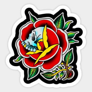 Traditional Skull & Rose Sticker